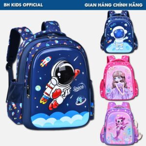 Balo họa tiết hoạt hình 3D nổi BH Kids cho bé cấp 1, chất liệu vải Polyester chống thấm nước CH164 Túi