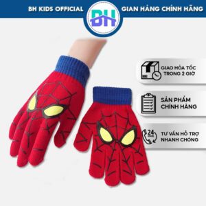 Gang tay len dệt kim in hình NGƯỜI NHỆN (SPIDER MAN), phù hợp cho bé từ 3- 10 tuổi - Găng tay Mùa đông CH187