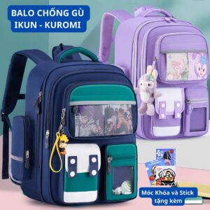Balo họa tiết hoạt hình IKun - Kuromi - Natra Nhật Bản BH Kids ngộ nghĩnh, dễ thương, chống thấm nước, có phản quang phát sáng