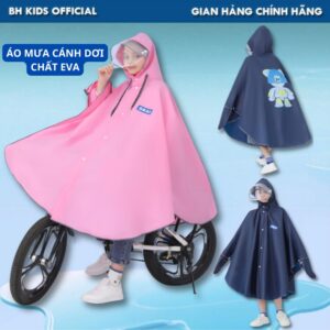 Áo mưa cánh dơi có khóa kéo BH Kids, chất liệu Eva thân thiện môi trường, có kính che mặt, chống mưa, bụi bẩn - CH174